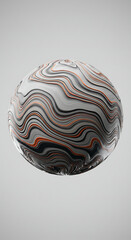 Poster - Abstract Swirling Sphere Black White Orange Marble Texture 3D Render
