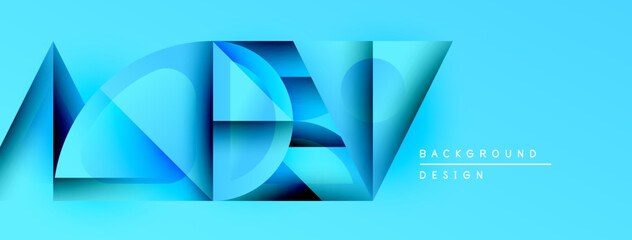 Leinwandbilder - Abstract blue shapes overlap, creating dynamic composition. Modern design elements suggest innovation, technology, future concepts. Bright colors attract attention.