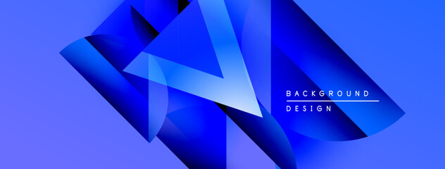 Leinwandbilder - Abstract blue design. Geometric shapes overlap creating dynamic visual effect. Modern background suitable for presentations, websites.
