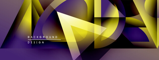 Leinwandbilder - Abstract geometric shapes blend purple, yellow hues. Dynamic composition creates modern background design. Smooth gradients offer visual interest.