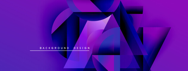 Leinwandbilder - Abstract purple design. Geometric shapes overlap creating dynamic visual effect. Modern background suitable for presentations, banners.