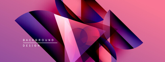 Leinwandbilder - Abstract shapes overlap, creating vibrant pink, purple gradients. Modern design suggests dynamic movement, visual interest.