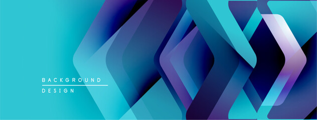 Leinwandbilder - Abstract geometric design. Blue, purple gradients create layered squares. Modern, vibrant background suitable for digital projects.