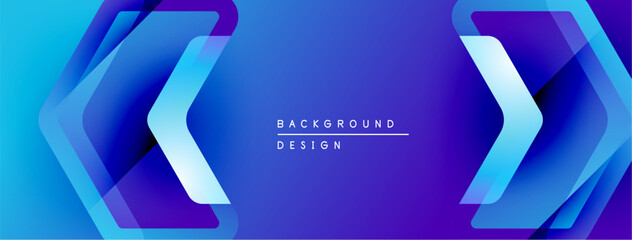 Aufkleber - Abstract blue background design features layered arrows. Gradient shades create dynamic visual effect. Text reads background design.