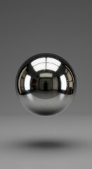 Poster - Reflective Chrome Sphere Metallic Ball Abstract 3D Render Studio Shot