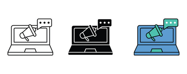 Poster - Online digital Marketing Icon In Different Style use in website. vector illustration.