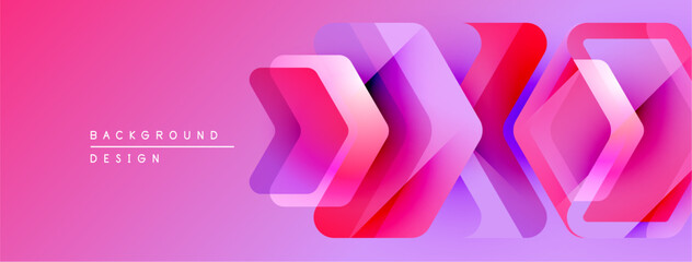 Fototapete - Abstract pink background features layered chevron shapes. Modern design elements create dynamic visual texture. Simple, clean aesthetic.