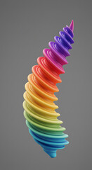 Poster - Abstract Rainbow Spiral Design Colorful 3D Render Swirling Geometric Shape Vibrant Hues