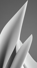 Poster - Abstract Gray and White Geometric Shapes Modern Minimalist Design Architectural Curves Elegant