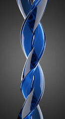 Poster - Abstract Blue Glass Spiral Double Helix 3D Render Modern Design Technology Background