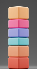 Aufkleber - Stack of Colorful Pastel Cubes Abstract Geometric Shapes 3D Render