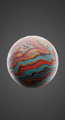 Poster - Abstract Colorful Swirling Sphere Vibrant Paint Texture 3D Rendered Orb