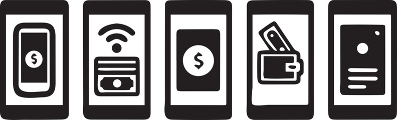 Poster - Online Payment Icons Flat Linear Vector Digital Transaction Design