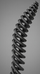 Poster - Abstract Black Spiral 3D Render Modern Geometric Design Twisted Shape Sleek Industrial Style