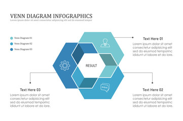Poster - Venn diagram infographic chart template for business 3, 4, parts, options, presentation with venn diagram elements vector illustration.