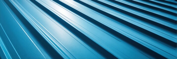 Aufkleber - Metal Roofing Sheets Arranged Diagonally With Bright Reflections in a Structured Pattern Under Natural Light