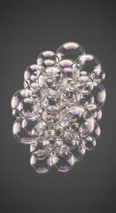 Poster - Iridescent Soap Bubbles Cluster Close up Abstract Background Image