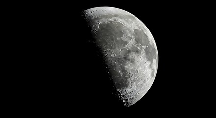 moon in the night sky from space view