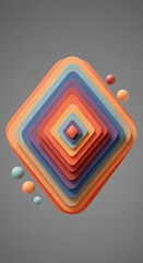 Aufkleber - Abstract Colorful Layered Geometric Shapes Design Modern 3D Render Pastel Tones