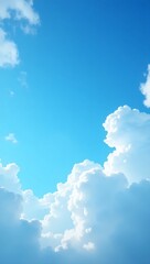 Aufkleber - A vast expanse of blue sky, dotted with fluffy clouds, conveying a sense of serenity and freedom. The image evokes feelings of peace and openness