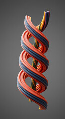 Aufkleber - Abstract 3D Render Colorful Spiral Twisted Ribbons Dynamic Design Geometric Shapes