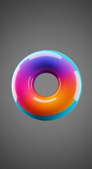 Aufkleber - Abstract Colorful Gradient Donut Shape 3D Render Vibrant Hues Geometric Design Element