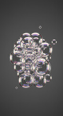 Poster - Iridescent Soap Bubbles Cluster Abstract Background Shiny Floating Spheres Macro Photography