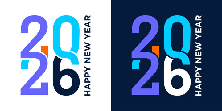New Year 2026 logo inspiration with colorful interconnected numbers