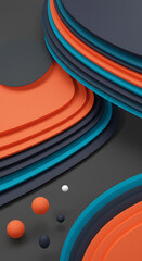 Aufkleber - Abstract 3D Background with Layered Shapes Orange Teal and Dark Gray Color Palette Geometric Design