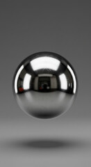 Poster - Highly Reflective Polished Metal Sphere 3D Render Grey Background Abstract Orb