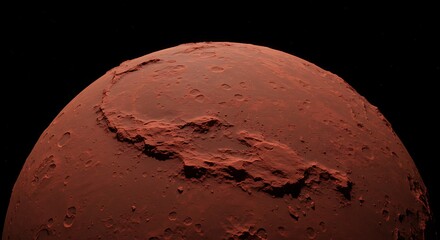 a surface of planet mars in space isolated on black background