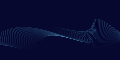 Wall Mural - abstract glowing wave lines on dark blue background. dynamic wave pattern. modern flowing wavy lines