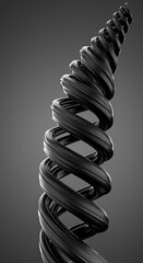 Aufkleber - Abstract Black Spiral 3D Render Geometric Design Modern Art Elegant Twisted Shape Background Texture