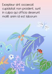 Wall Mural - Creative universal floral background. Modern graphic design. Hand Drawn textures. Ideal for web, card, poster, cover, invitation, brochure. Vector