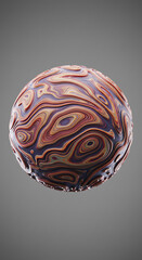 Poster - Abstract 3D Render of Colorful Swirling Sphere Intricate Pattern Multicolored Orb Digital Art