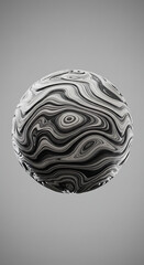Aufkleber - Abstract 3D Sphere with Swirling Black and White Pattern Modern Design Element