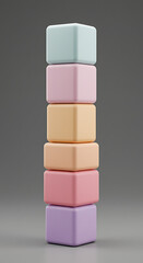Aufkleber - Stacked Pastel Cubes Colorful Blocks Abstract Minimalist Design Geometric Shapes