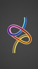 Aufkleber - Abstract Colorful Intertwined Tubes Modern 3D Render Geometric Design Shiny Gradient