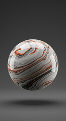 Aufkleber - Abstract Swirling Marble Sphere Glossy Grey Orange Black Texture 3D Render