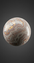 Poster - Abstract Sphere with Swirling Marble Pattern Gold Accents Elegant 3D Render