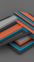 Aufkleber - Abstract Geometric Shapes Modern Design with Grey Orange and Blue Layered Blocks