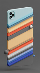 Aufkleber - Abstract Smartphone Design with Colorful Layered Stripes and Spheres