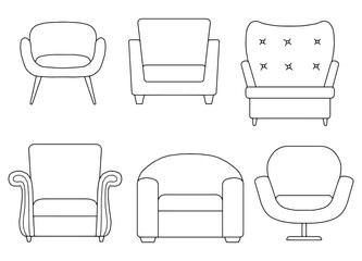 Fototapete - Armchair set graphic black white isolated sketch illustration vector 