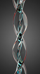 Poster - Abstract Twisted Glass Spiral with Red Teal and Black Swirls Modern Design Element