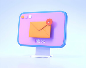 Poster - 3D Render of a Computer Screen Showing an Inbox with a New Email Message
