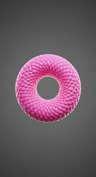 Abstract Pink 3D Torus Shape Bubble Texture Geometric Design Element