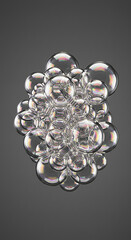 Poster - Abstract iridescent soap bubbles cluster of glossy spheres 3D rendering floating bubbles