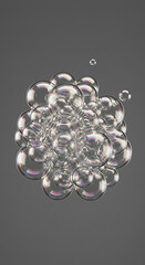 Poster - Iridescent Soap Bubbles Cluster Close up Macro Shot of Sparkling Foam Abstract Background Texture