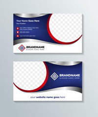 Poster - combination of Silver, blue, and red Gradient colors of double sided Business Card Template. Suitable for Marketing tool holding company. Stationery design on horizontal layout.