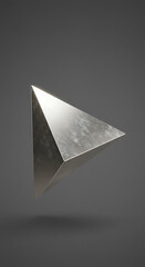 Poster - Metallic Triangular Prism Geometric Shape 3D Render Industrial Design Abstract Background